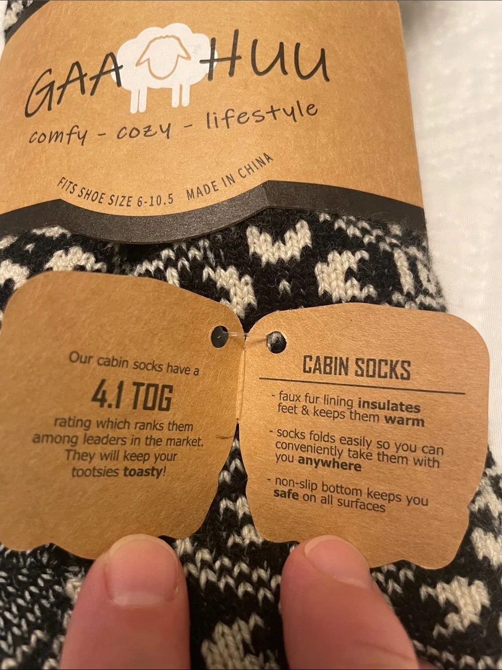 NWT GAA HUU Knit Women’s Cabin Socks with Chill Guard Faux Fur Lining